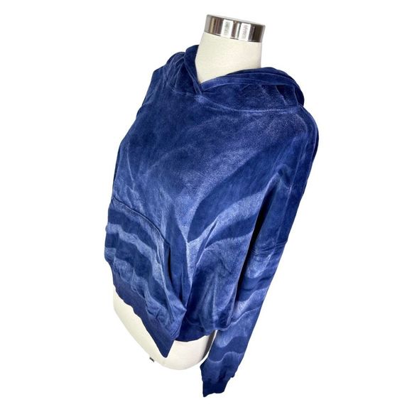 Boys Lie Peace of Reign Navy Blue Velour Cropped Hoodie - Size Medium/Large - Picture 4 of 7